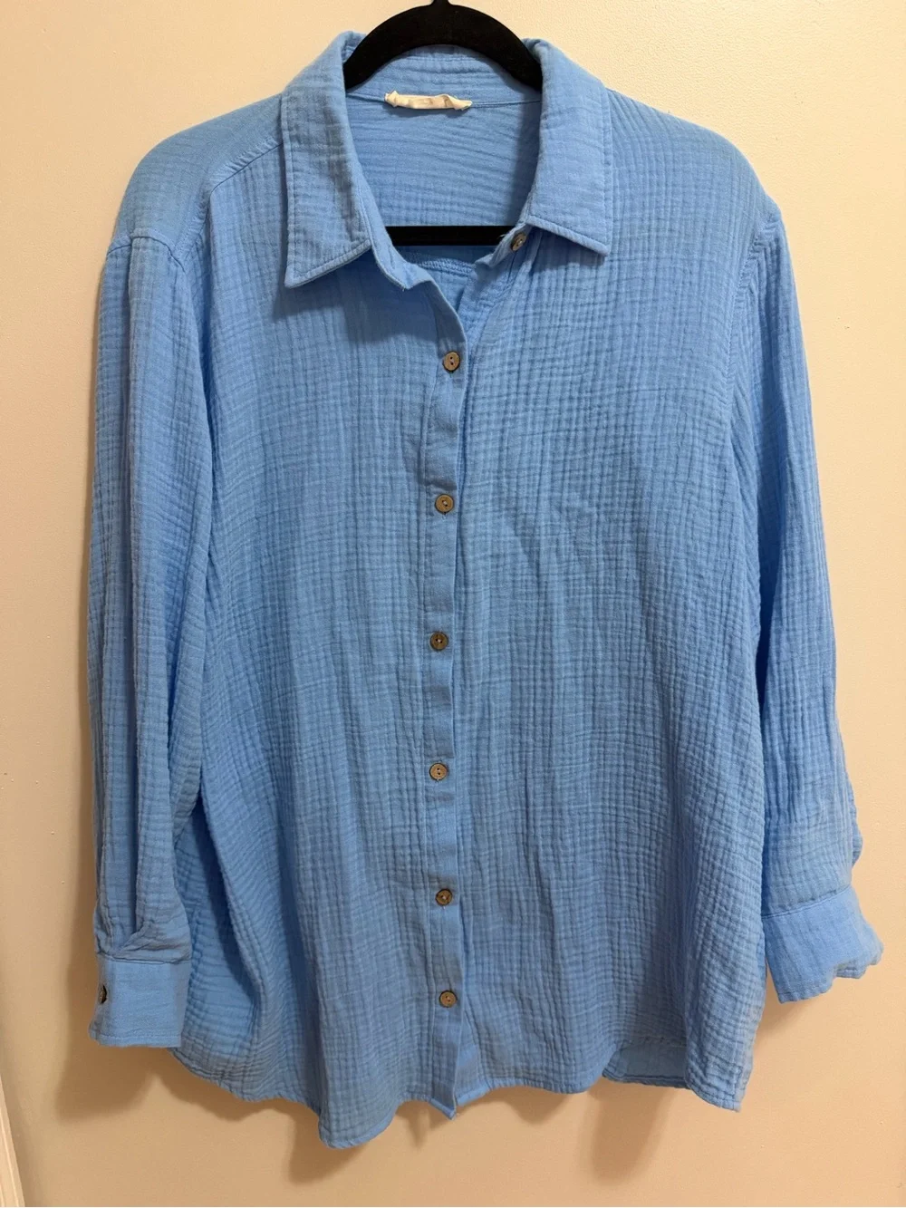 Ron Jon Surf Shop Blue 100% Cotton Gauze Button Down Shirt Large - Picture 1 of 8
